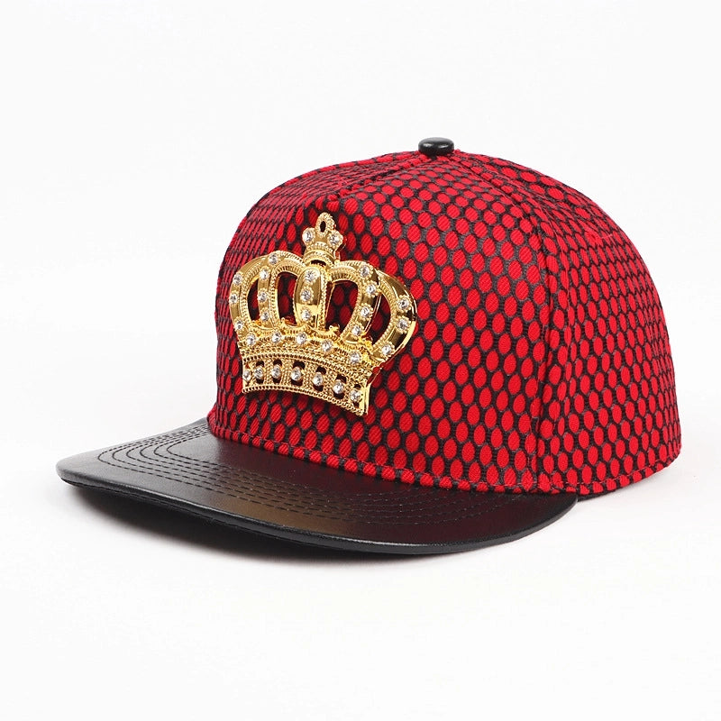 Unisex Retro Plaid Crown Rhinestone Baseball Cap
