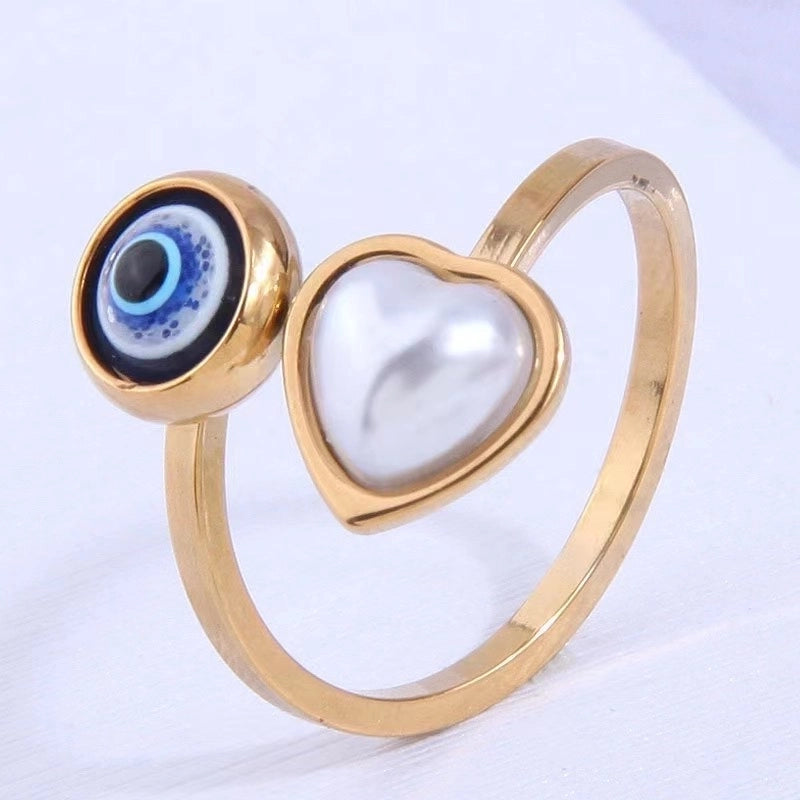 3 Pieces Classic Style Devil's Eye Stainless Steel Plating Gold Plated Open Rings