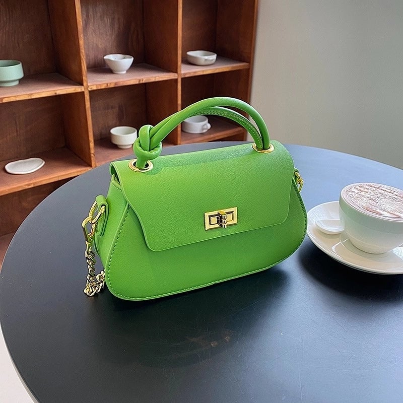 Women's Medium Pu Leather Solid Color Elegant Classic Style Lock Clasp Crossbody Bag