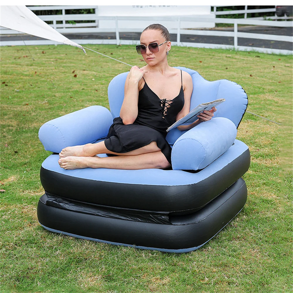 INFLATABLE BEAN BAG SOFA OUTDOOR FOLDABLE MATTRESS RECLINER FOOTSTOOL CHAIR