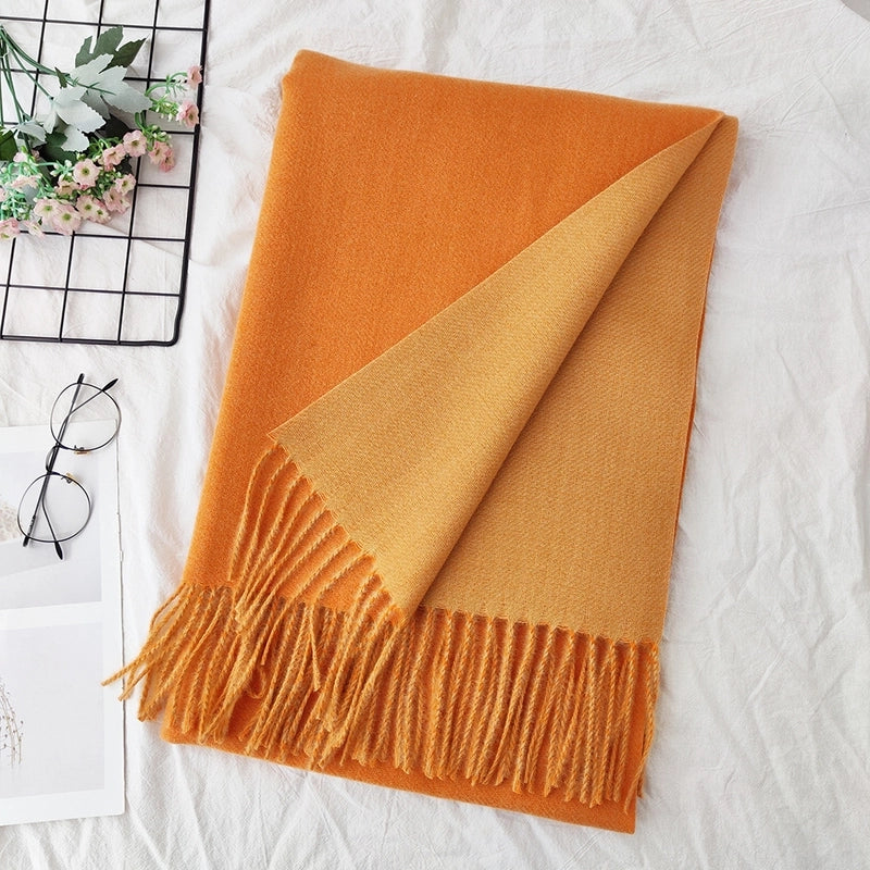 Unisex Sweet Minimalist Solid Color Imitation Cashmere Polyester Scarf