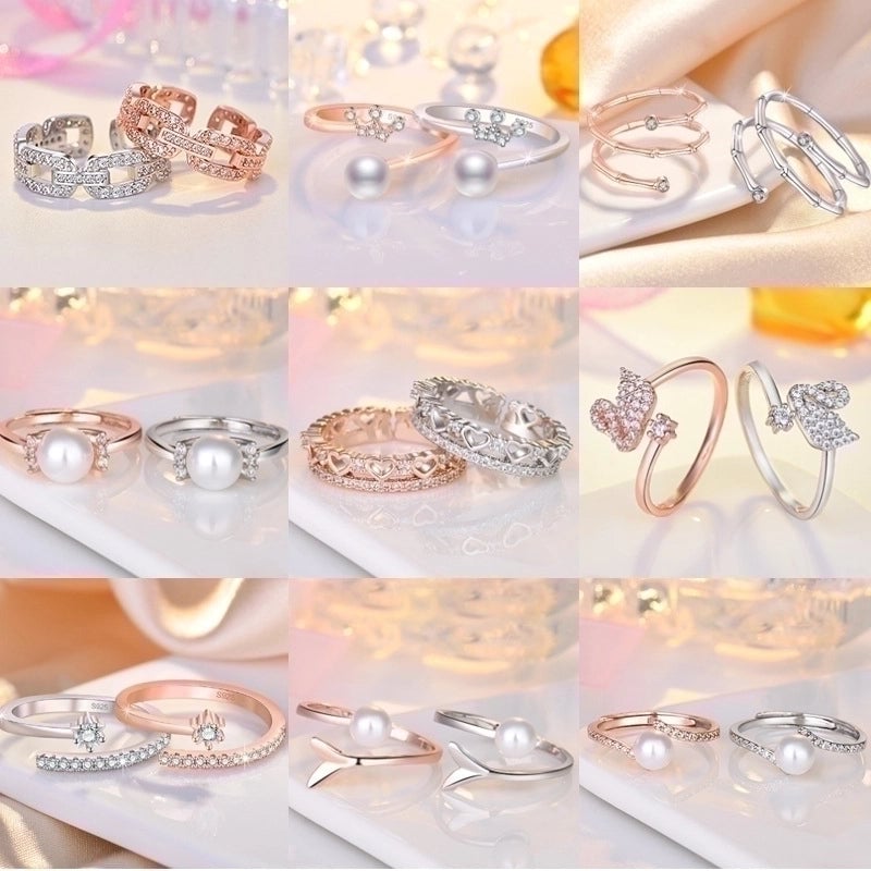 Minimalist Solid Color Copper Plating Inlay Artificial Diamond Rings 1 Piece