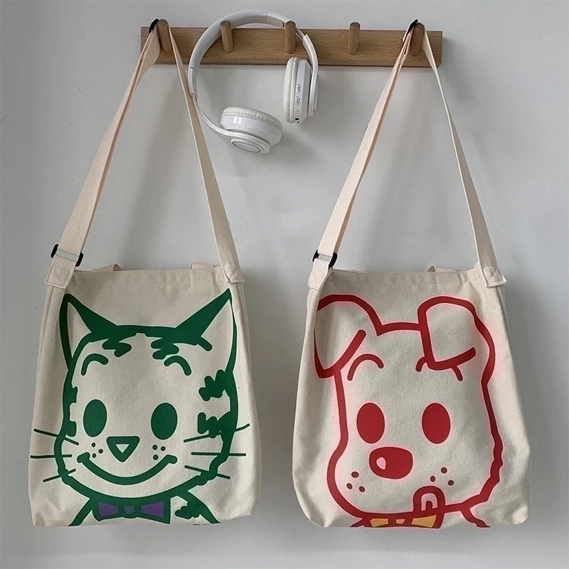 Women's Classic Style Color Block Canvas Shopping Bags