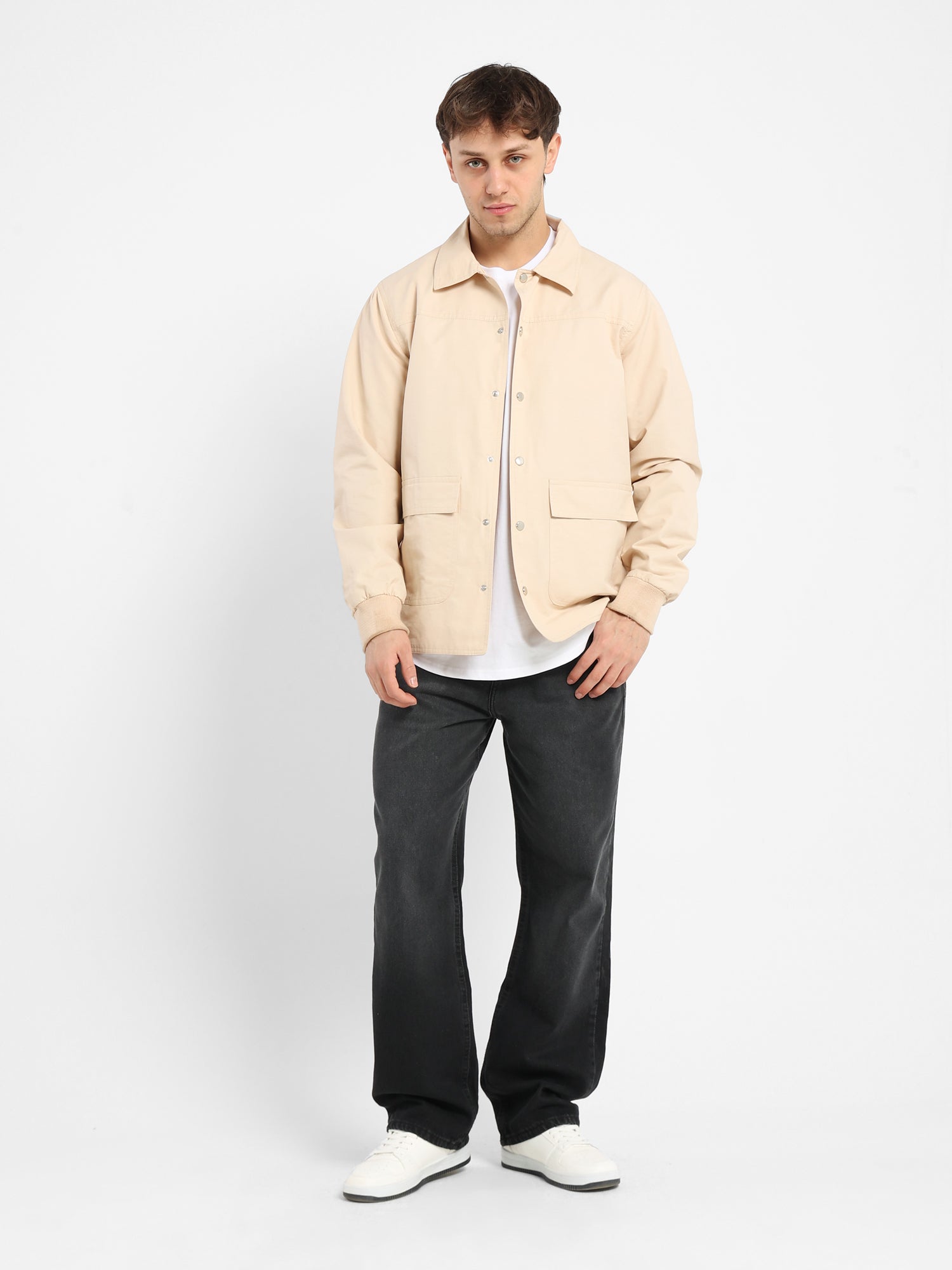 Oversized Jacket with Snaps and Large Pockets
