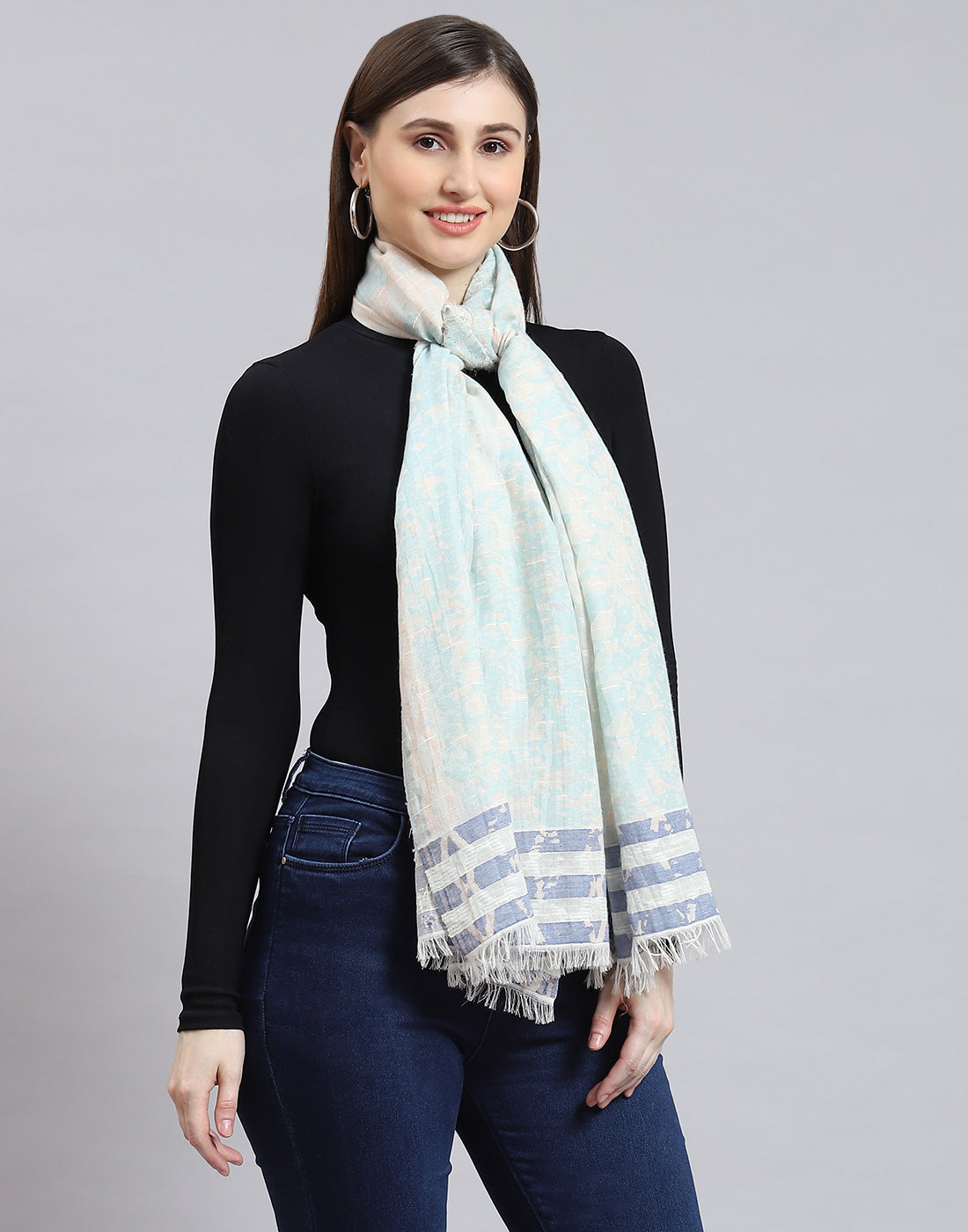 Women Blue Self Design Stole