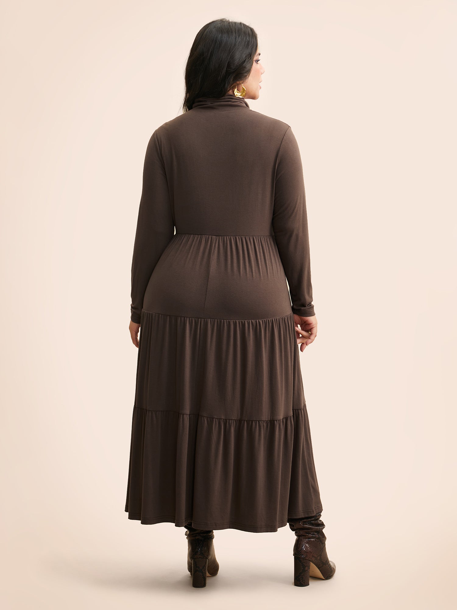 Supersoft Essentials Funnel Neck Tiered Midi Dress