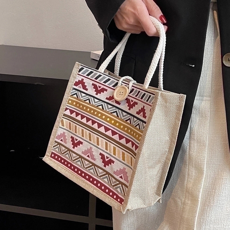 Women's Spring&summer Linen Basic Vacation Handbag Square Bag
