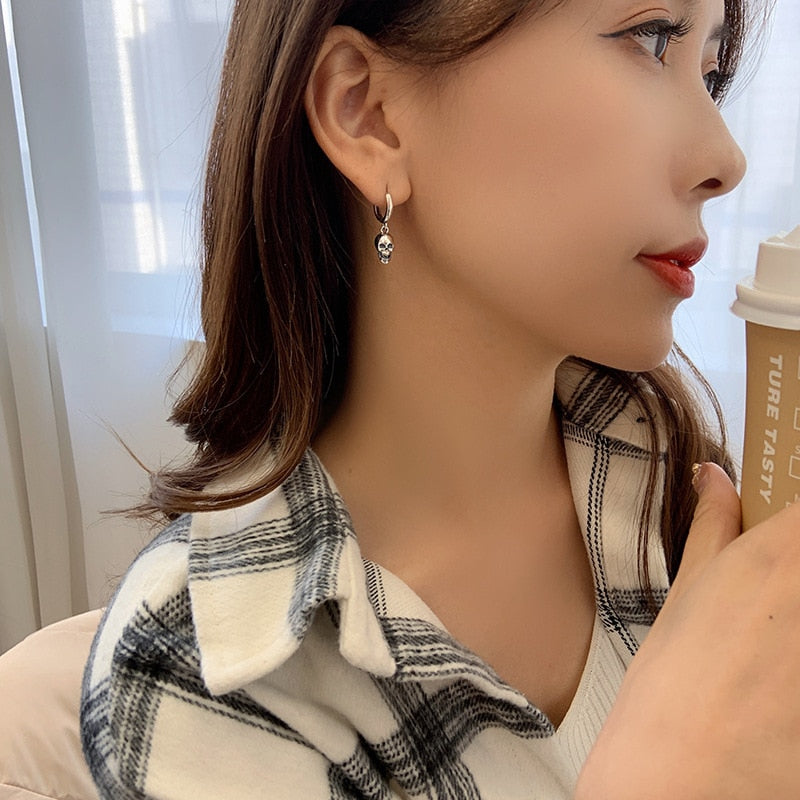 Sterling Silver Skull Earrings