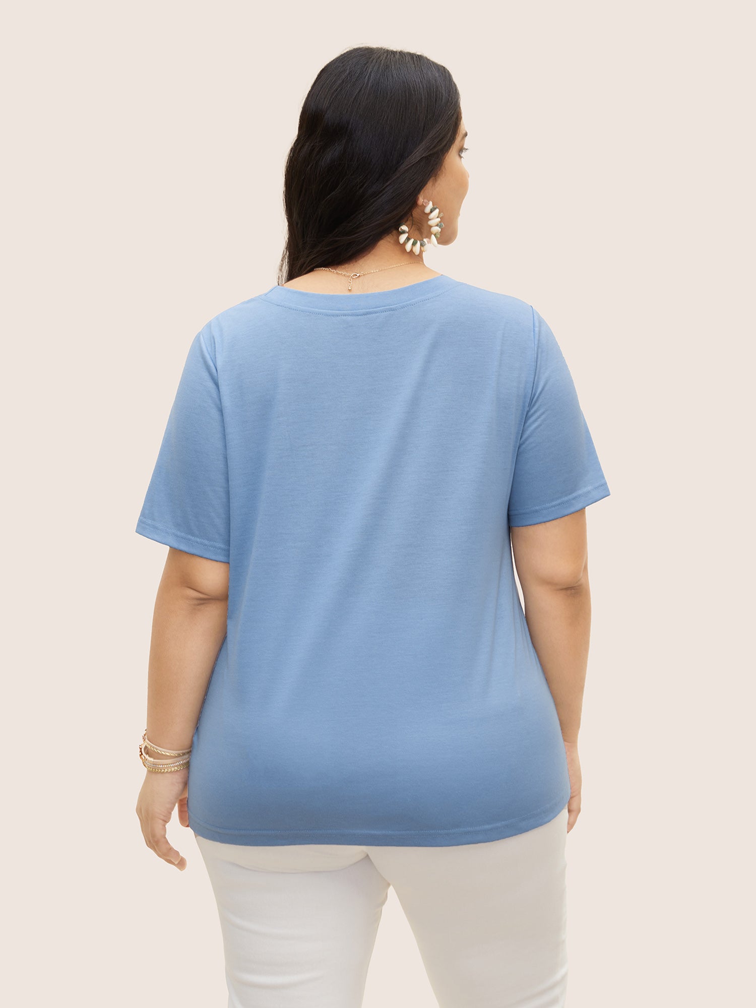 Round Neck Sea Shells Print T-shirt