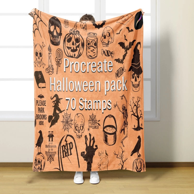 Halloween Cute Pumpkin Cat Skull Polyester Blanket Couch & Sofa Decor