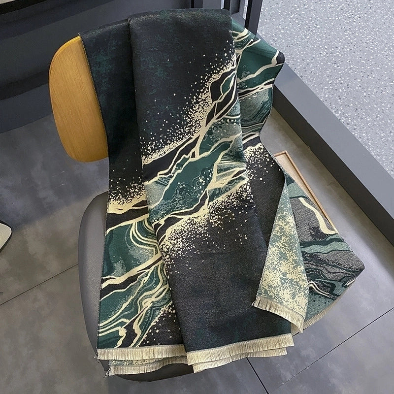Women's Streetwear Flower Imitation Cashmere Tassel Scarf