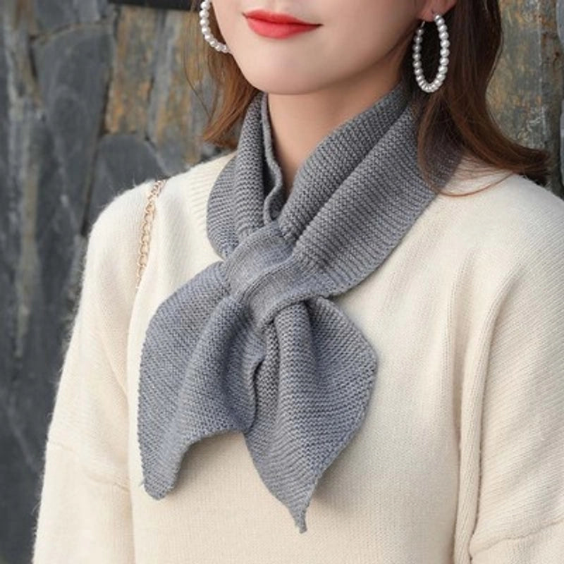 Evening And Evening Knitted Wool Collar Cross Fishtail Scarf Bow Small Scarf For Women Autumn And Winter