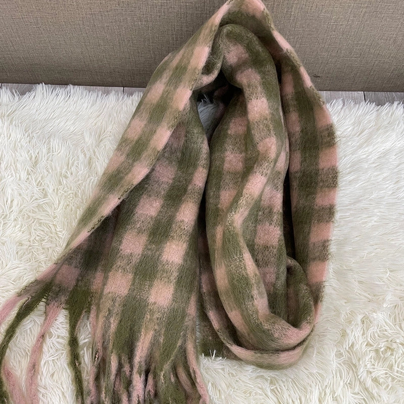 Versatile Student Shawl Warm Scarf Simple Versatile Men's And Women's Autumn And Winter High-end Sense Plaid Scarf
