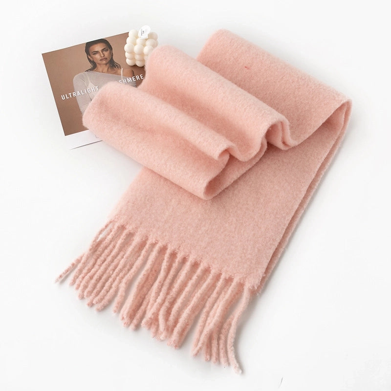 Women's Sweet Minimalist Solid Color Nylon Tassel Scarf