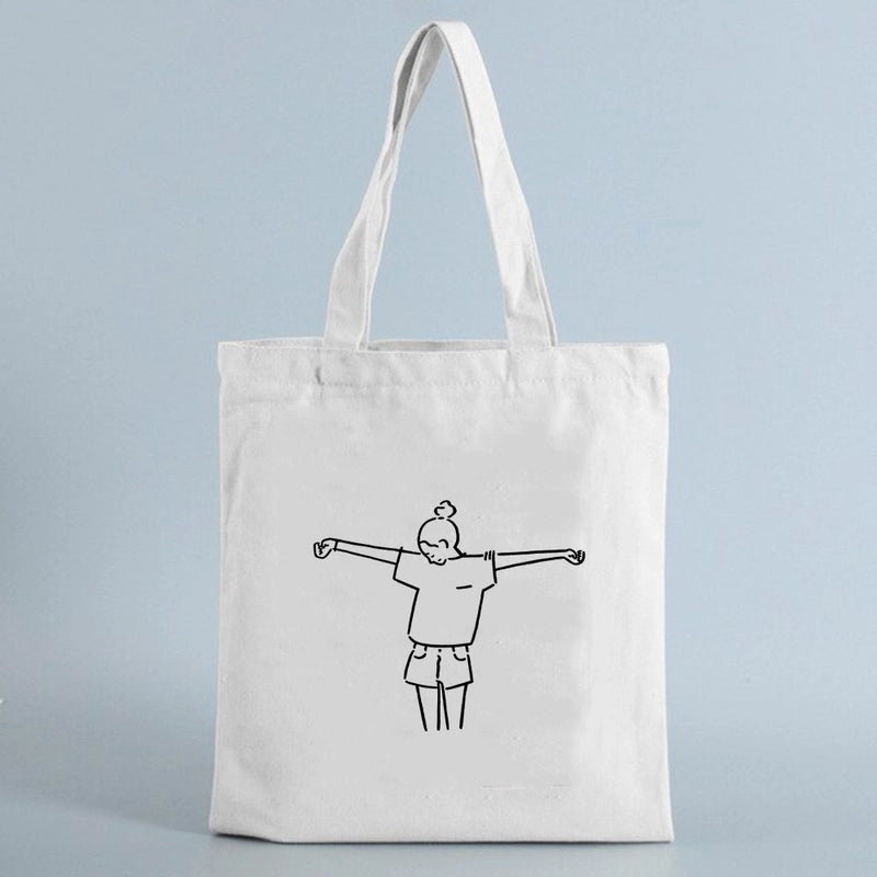 Women's Small Canvas Human Elegant Square Open Canvas Bag