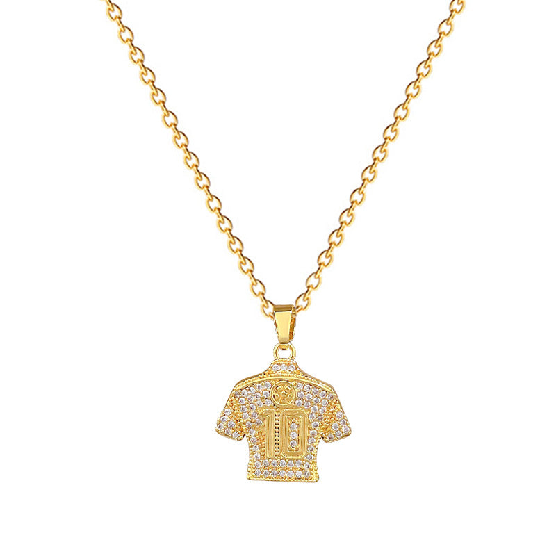 No. 10 Jersey Personalized Gorgeous Full Diamond Necklace Women'S Versatile Clavicle Chain Titanium Steel Chain