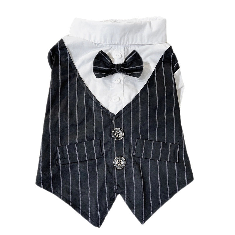 Spring/summer Thin Pet Dog Cat Clothes Western-style Suit Shirt Wedding Dress/gown For Teddy Large Dogs