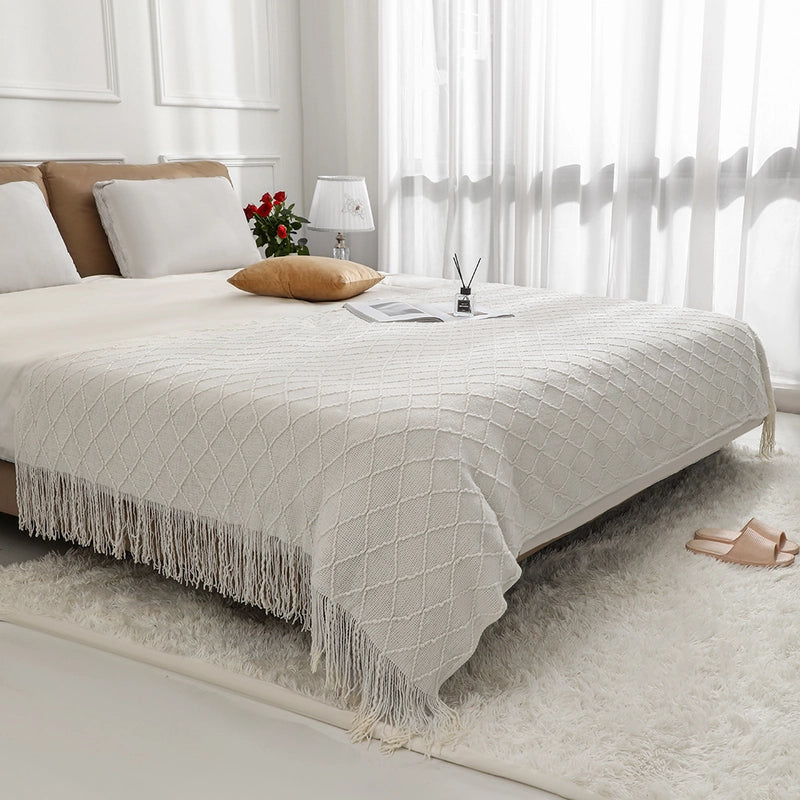 Tassel Sofa Towel Sofa Pillow Blanket Bedroom Bed Blanket Homestay Woven Blanket Bed Flag