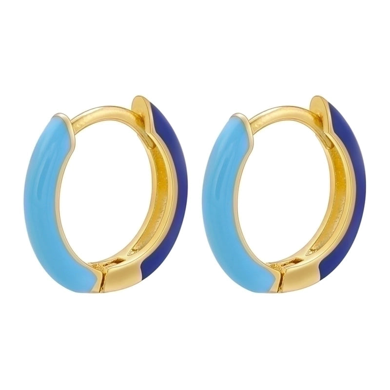 1 Pair Basic Minimalist Circle Round Enamel Plating Copper 18k Gold Plated Hoop Earrings
