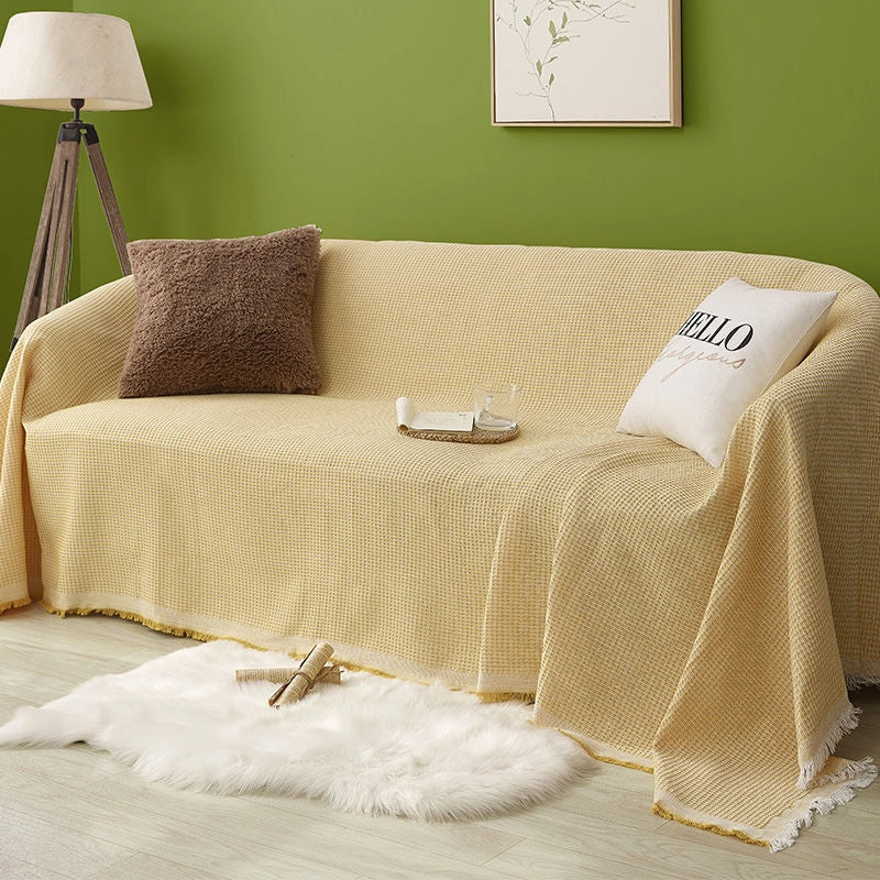 Waffle Sofa Towel Full Cover Cotton Woven Sofa Cushion Four Seasons Universal Sofa Cover Full Cover Universal Cover Towel