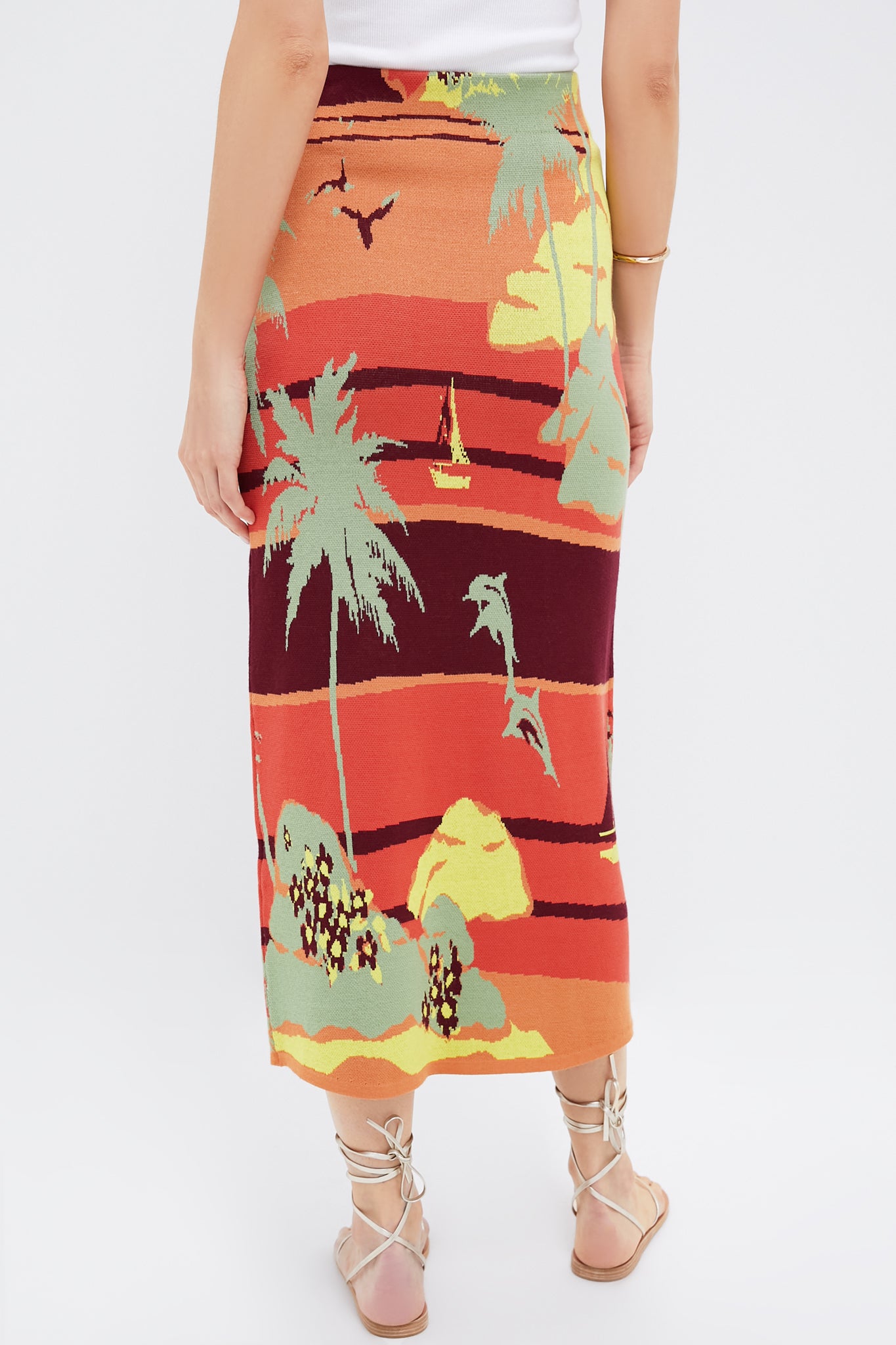 Multi Palm Island Knit Skirt
