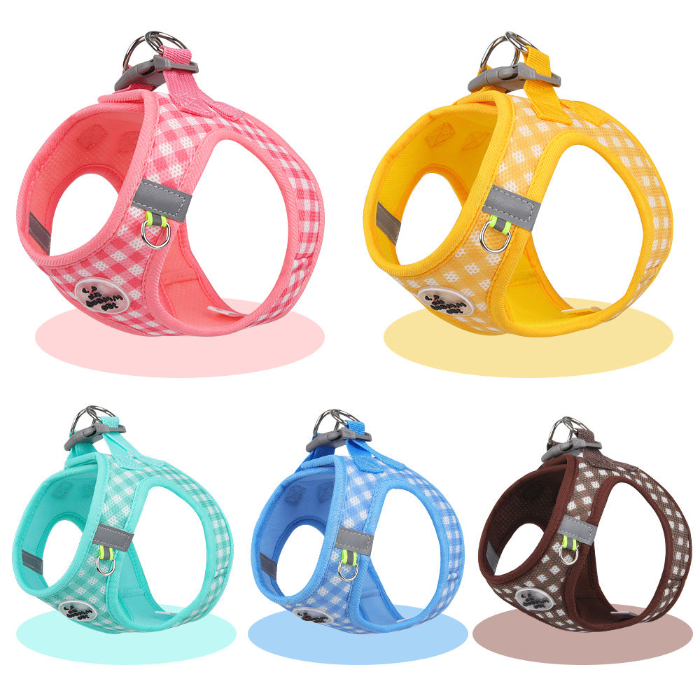 Plaid Pattern Breathable Dog Harness&Leash