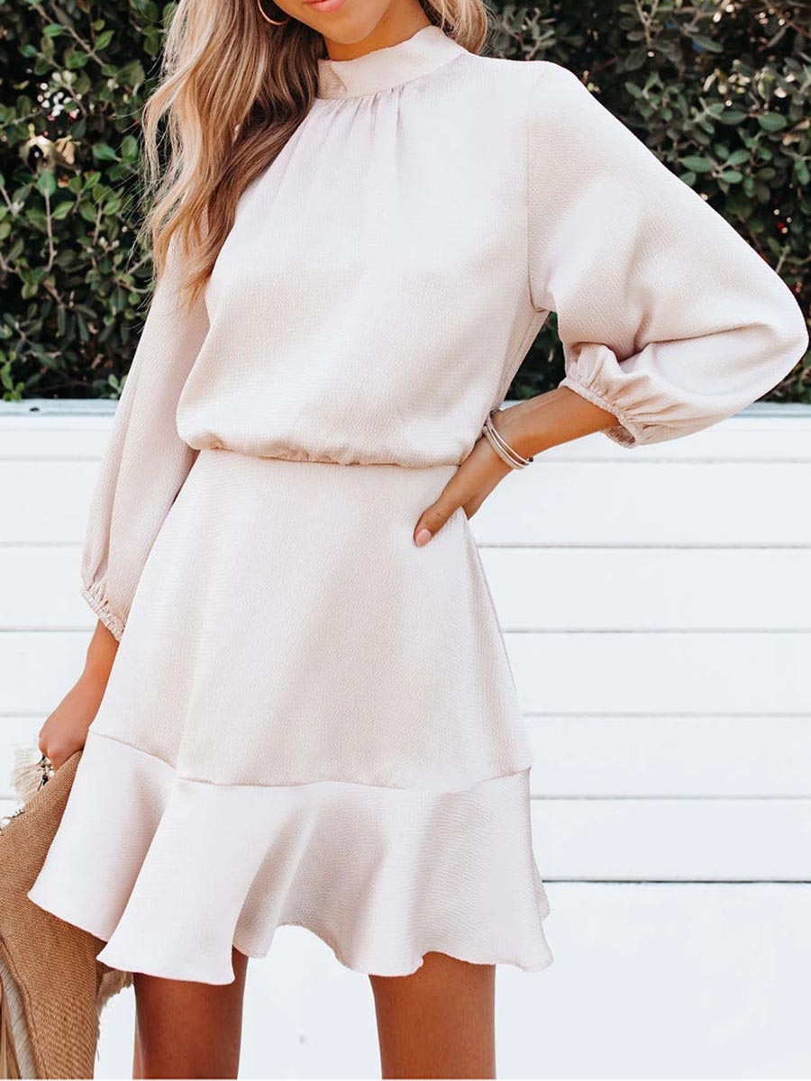 Long Sleeve Pleated Midi Dress