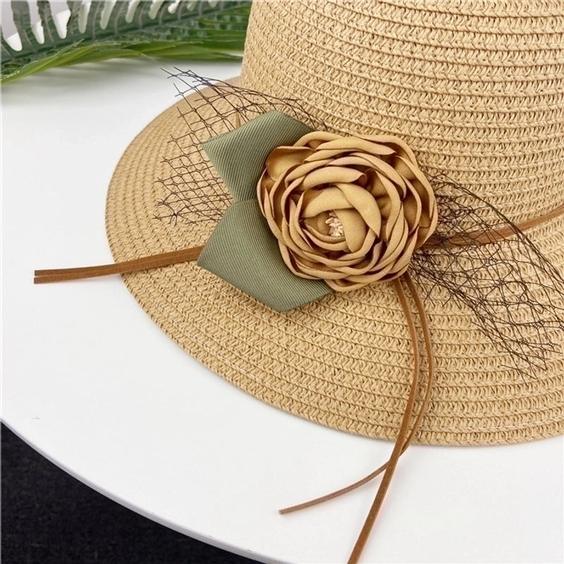 Women's Pastoral Flower Flowers Big Eaves Straw Hat