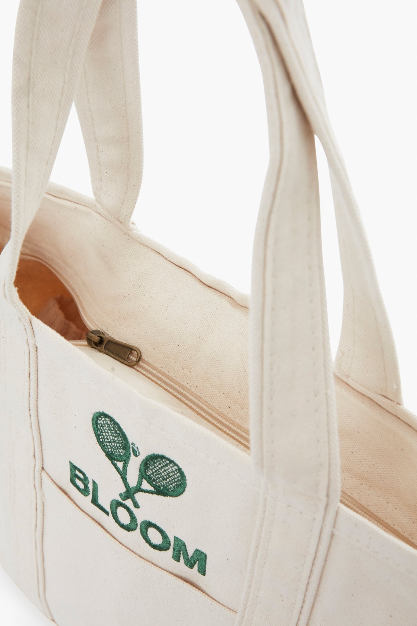 Natural Embroidered Tennis Racket Boat Tote