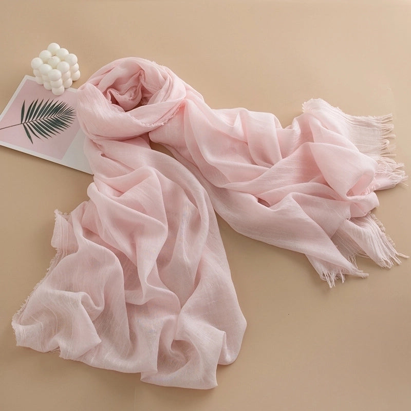 Spring And Summer New Solid Color Thin Scarf High Sense Female All-Matching Long Air Conditioning Shawl Sunscreen Scarf Scarf