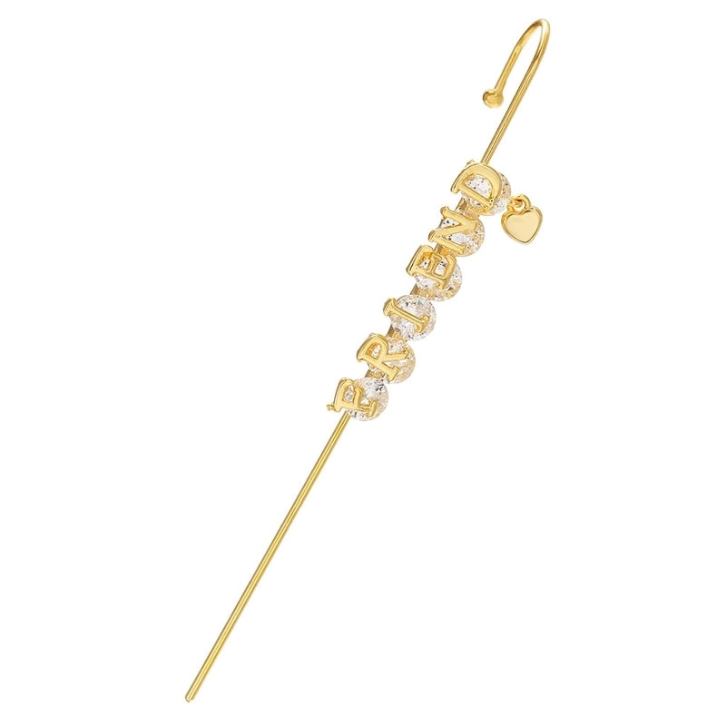 Cross-border Creative Piercing Jewelry Earrings Copper Inlaid Zircon Gold-plated Earrings Around Auricle Slash Ear Hanging