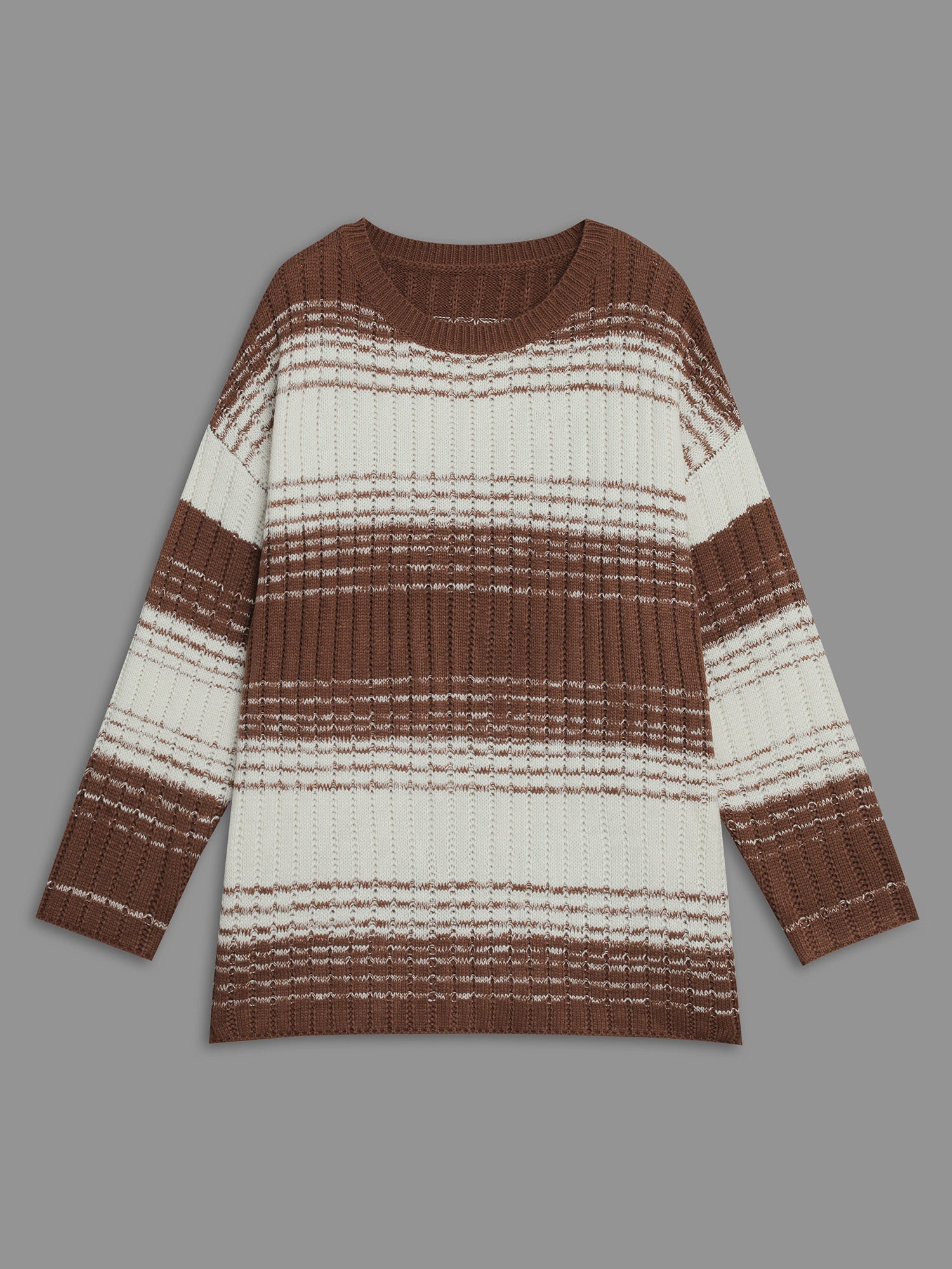 Contrast Textured Crew Neck Pullover