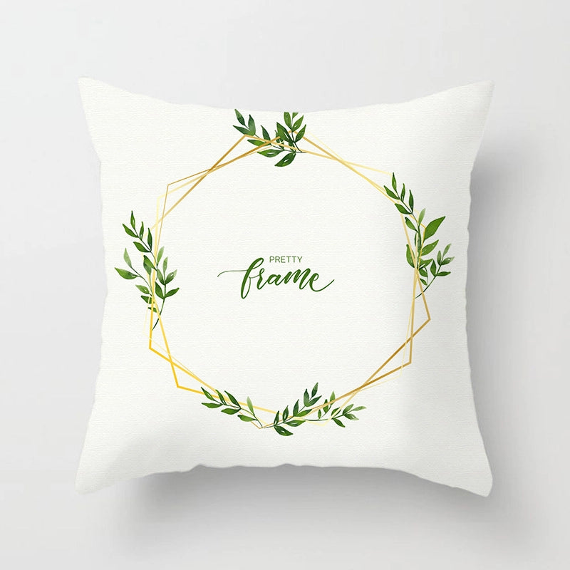 Modern Style Pastoral Letter Plant Linen Pillow Cases Couch & Sofa Decor