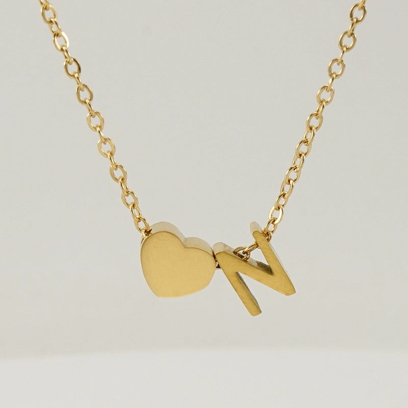 Fashion Letter Heart Shape 304 Stainless Steel 18K Gold Plated Gold Plated Stainless Steel Necklaces
