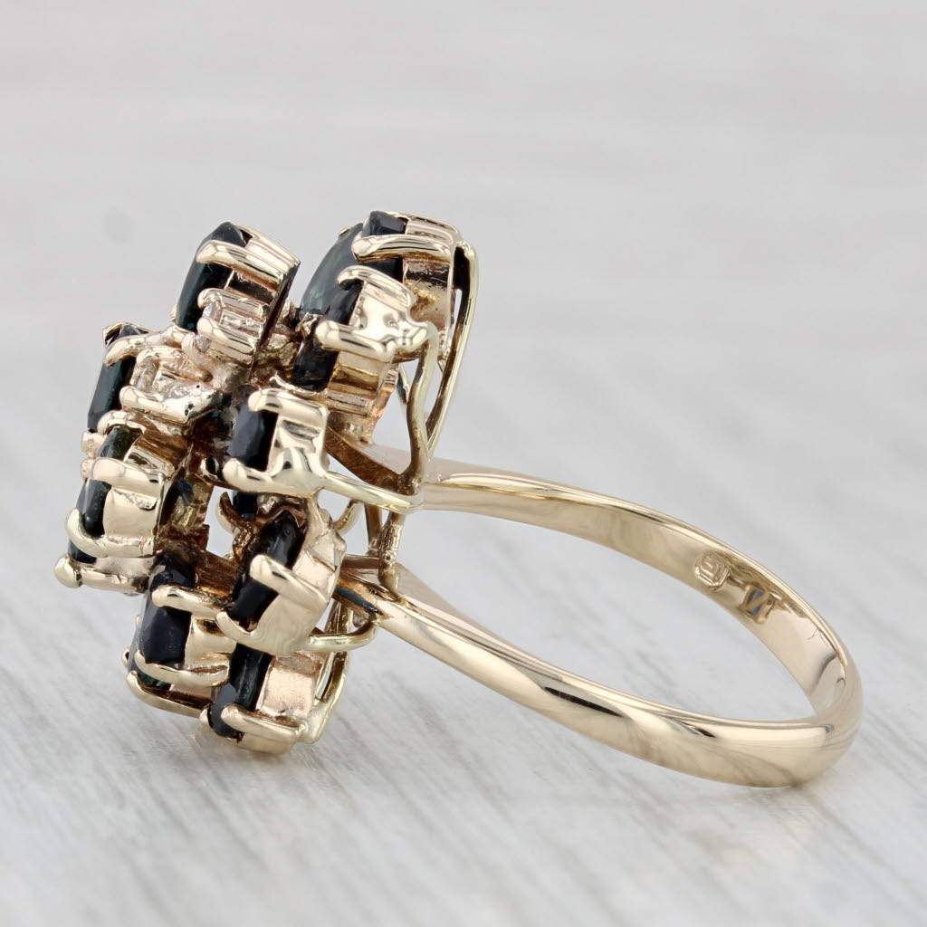 4.73ctw Blue Sapphire Diamond Cluster Ring 14k Yellow Gold Size 7 Cocktail