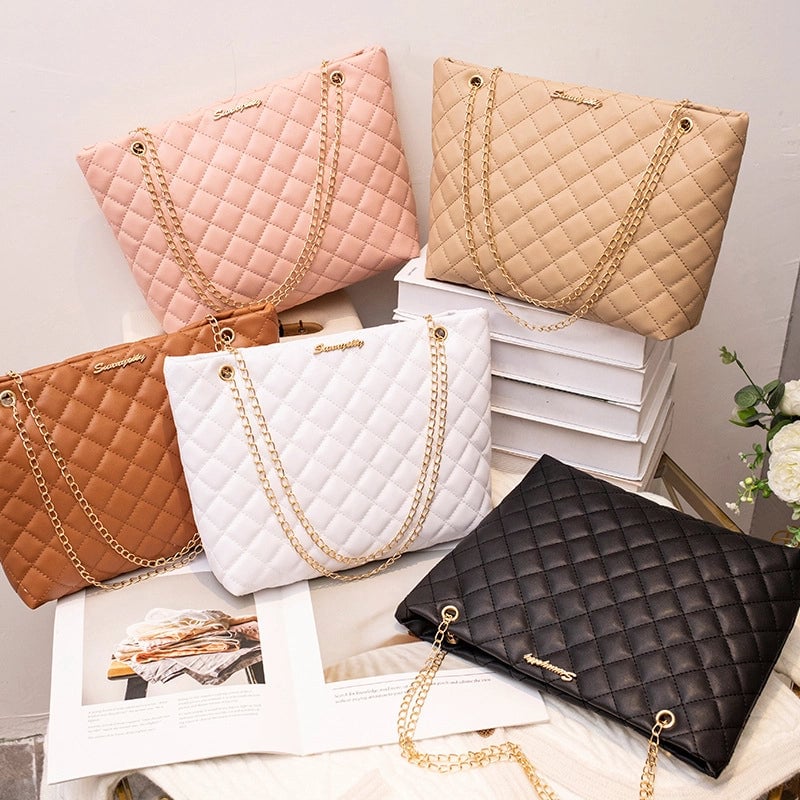 Women's Medium Pu Leather Solid Color Classic Style Streetwear Square Magnetic Buckle Tote Bag