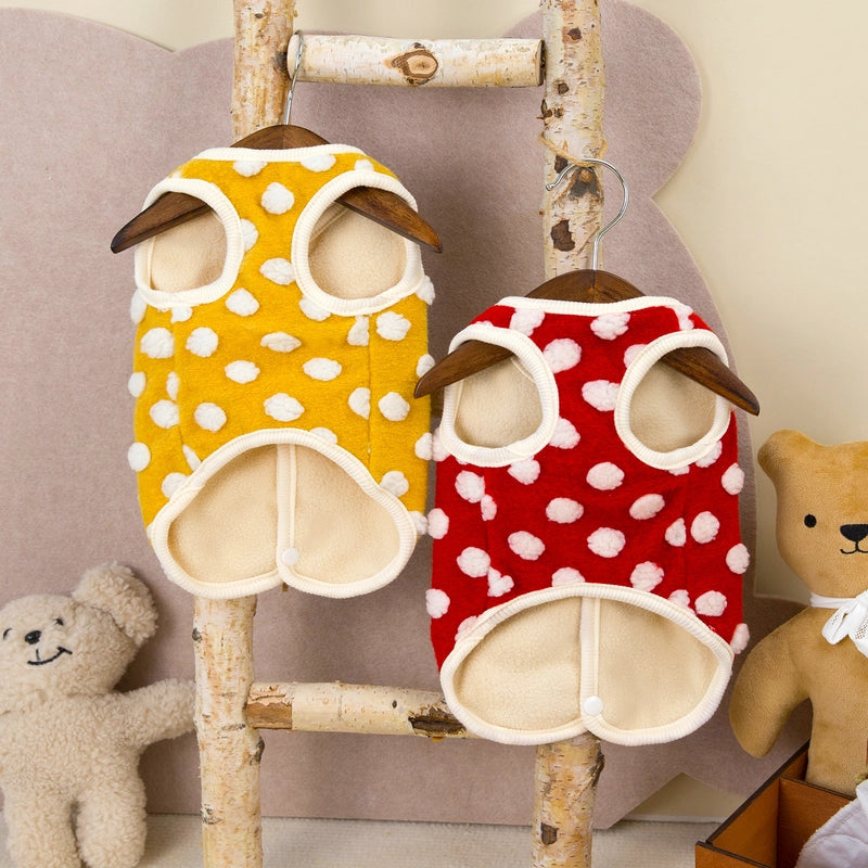 Minimalist Classic Style Plush Polka Dots Pet Clothing