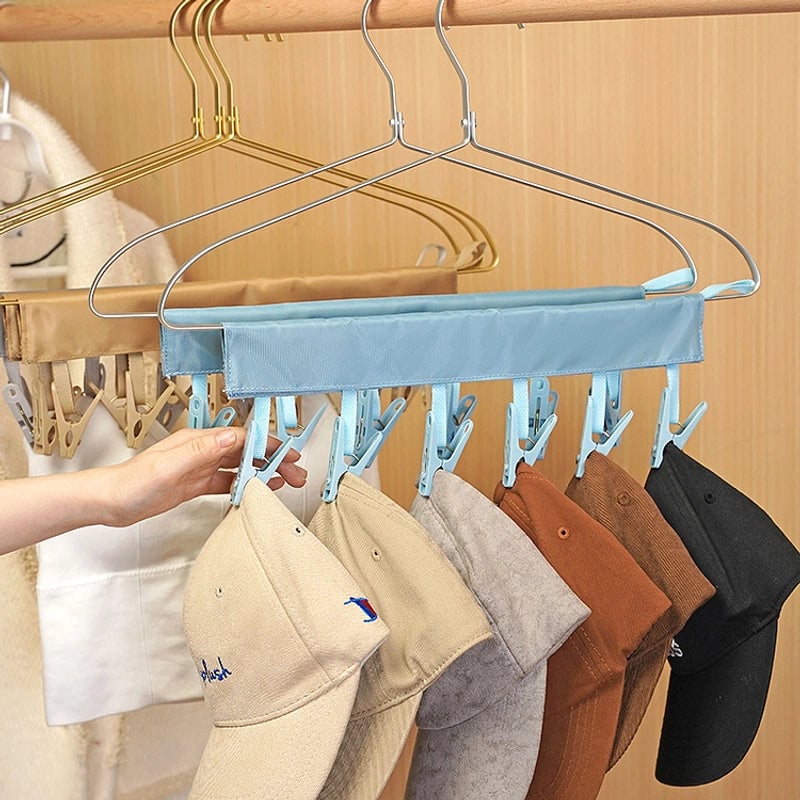 Portable Fabric Clothes Hanger Multi-functional Folding Cloth Clothes Clip Hanger Fabric Clip Drying Rack Socks Clip Inner Clothes Clip