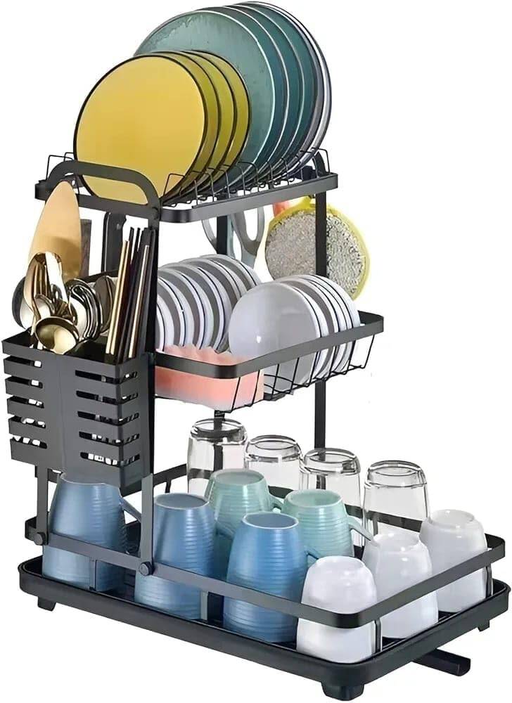 3-Tier Dish Drying Rack.Stainless Steel Dish Drying Rack for Kitchen