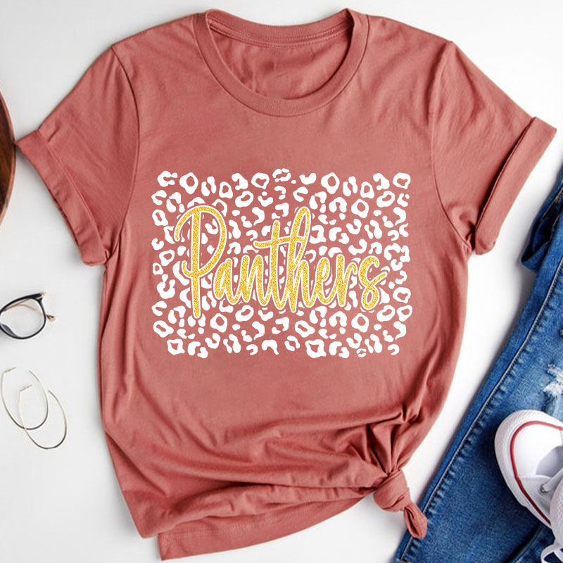 Personalized Leopard Team Spirit Teacher T-Shirt