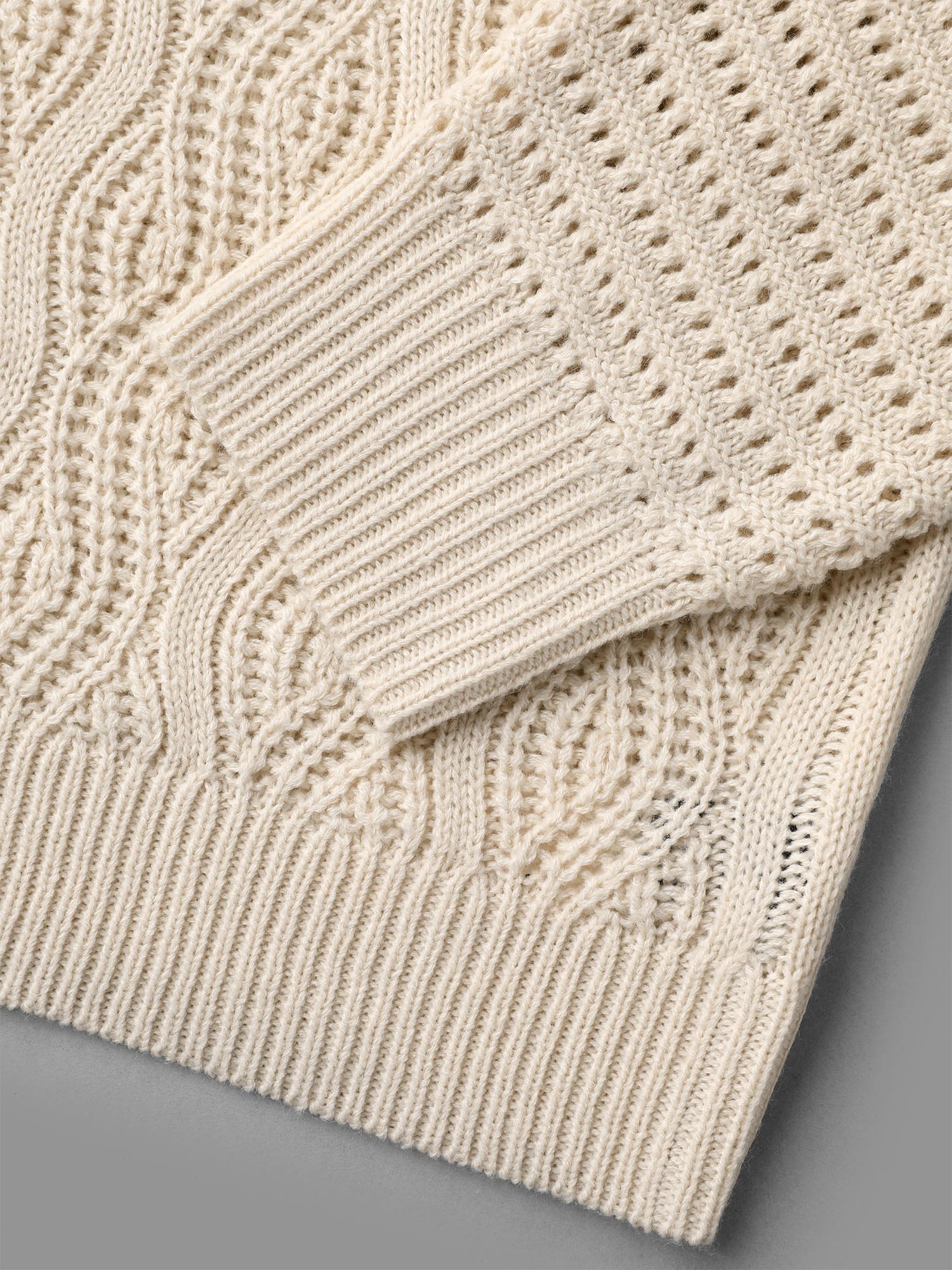 Cable Knit Hollow Out Textured Pullover