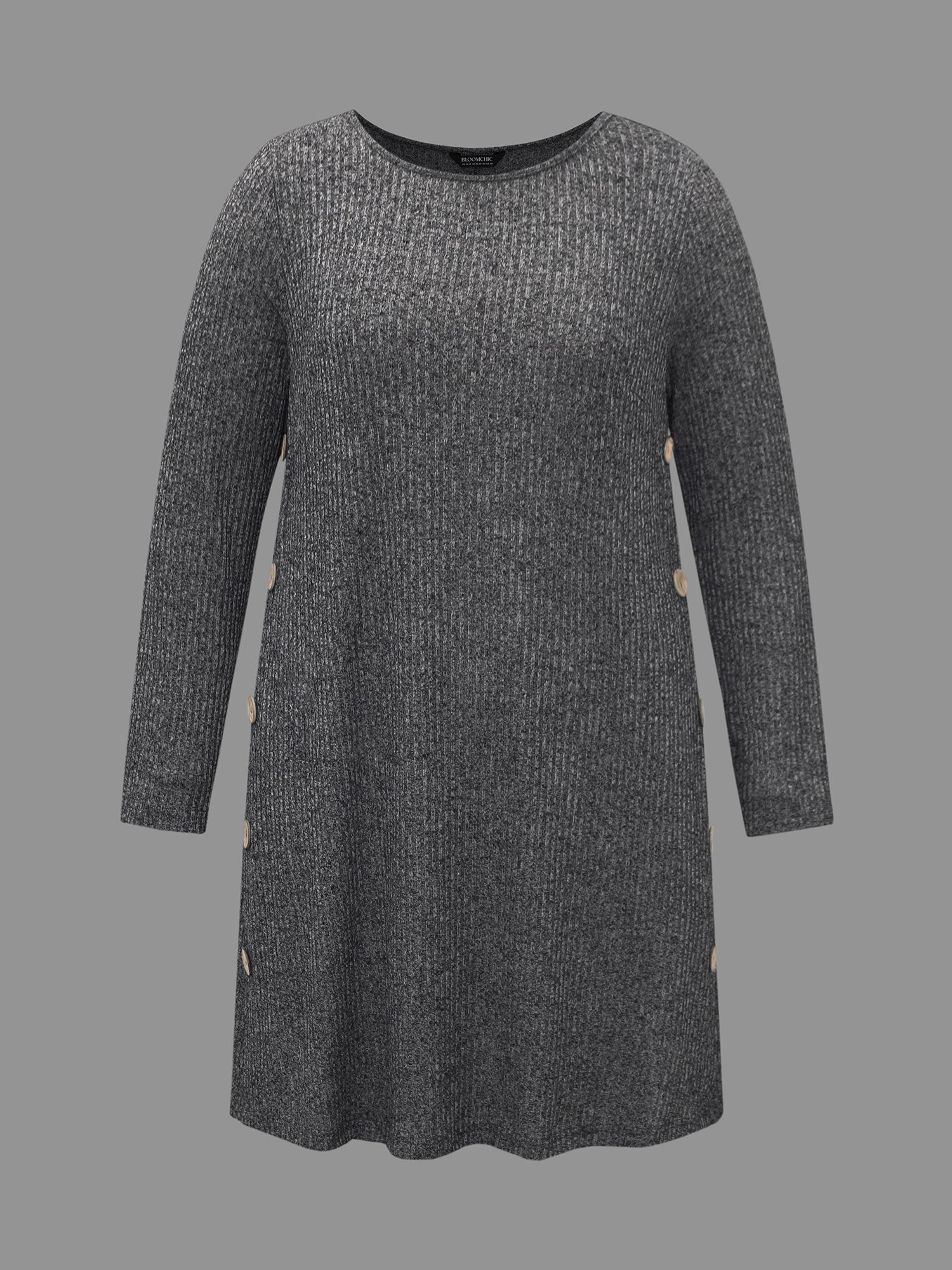 Crew Neck HeatherRibbed Knit Dress