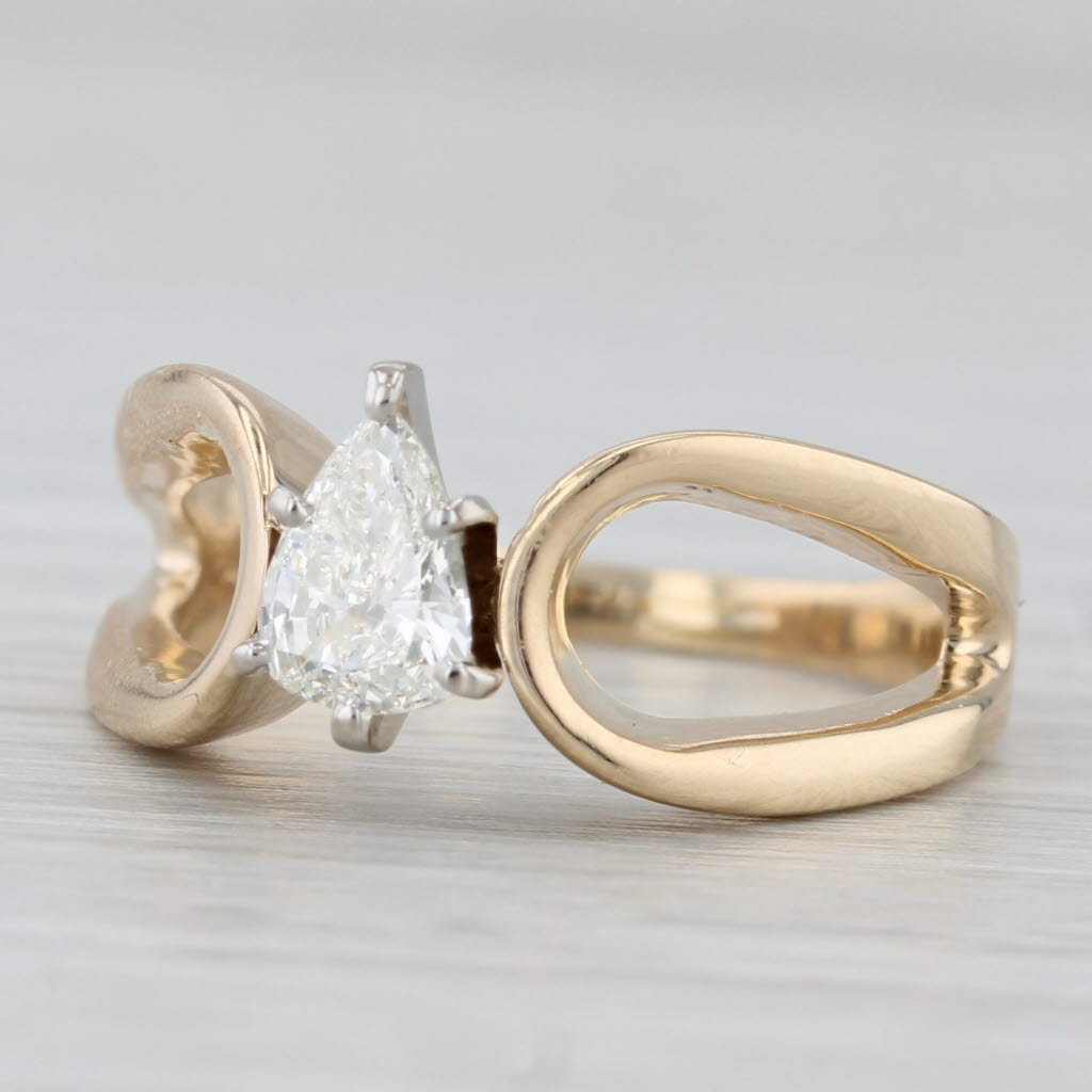 0.47ct Pear Diamond Solitaire Engagement Ring 14k Yellow Gold Size 7