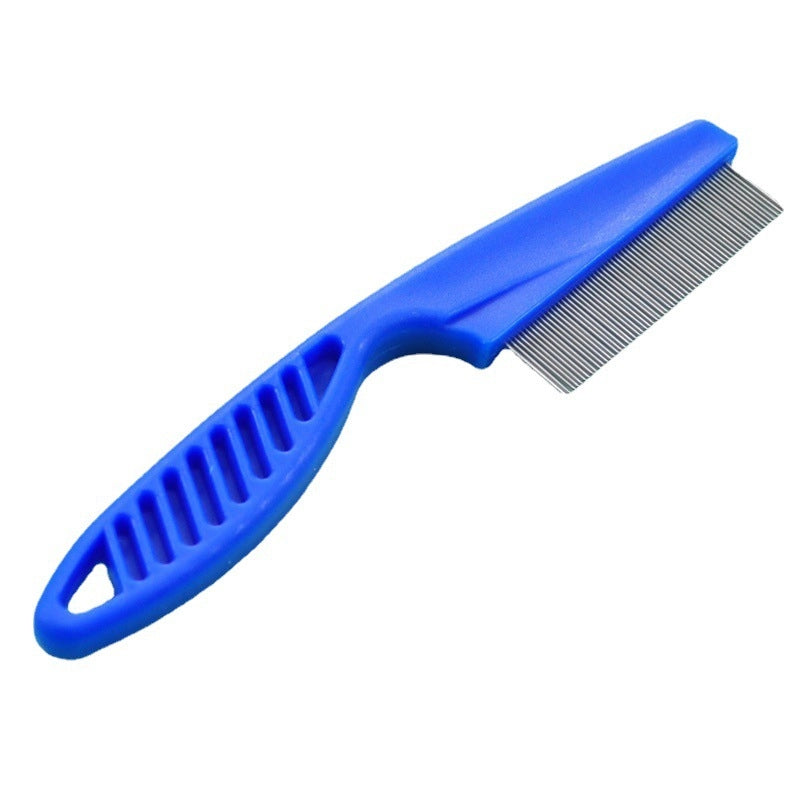 Dog Cat Pet Cleaning Face Comb Flea Removal Teeth Comb Plastic Handle Steel Needle To Floating Lice Small White Comb