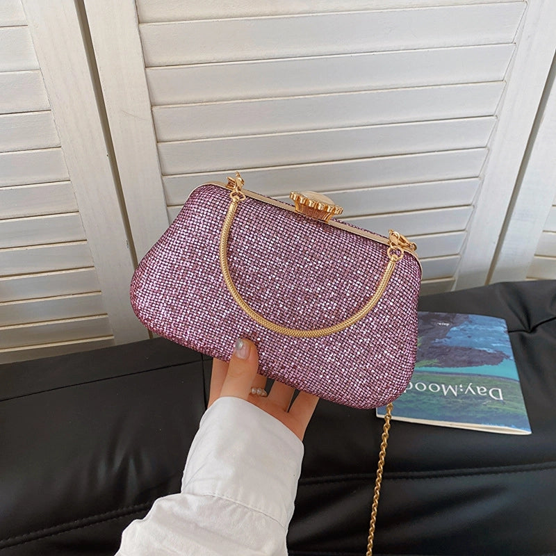 Women's Medium Polyester Solid Color Elegant Vintage Style Square Lock Clasp Evening Bag