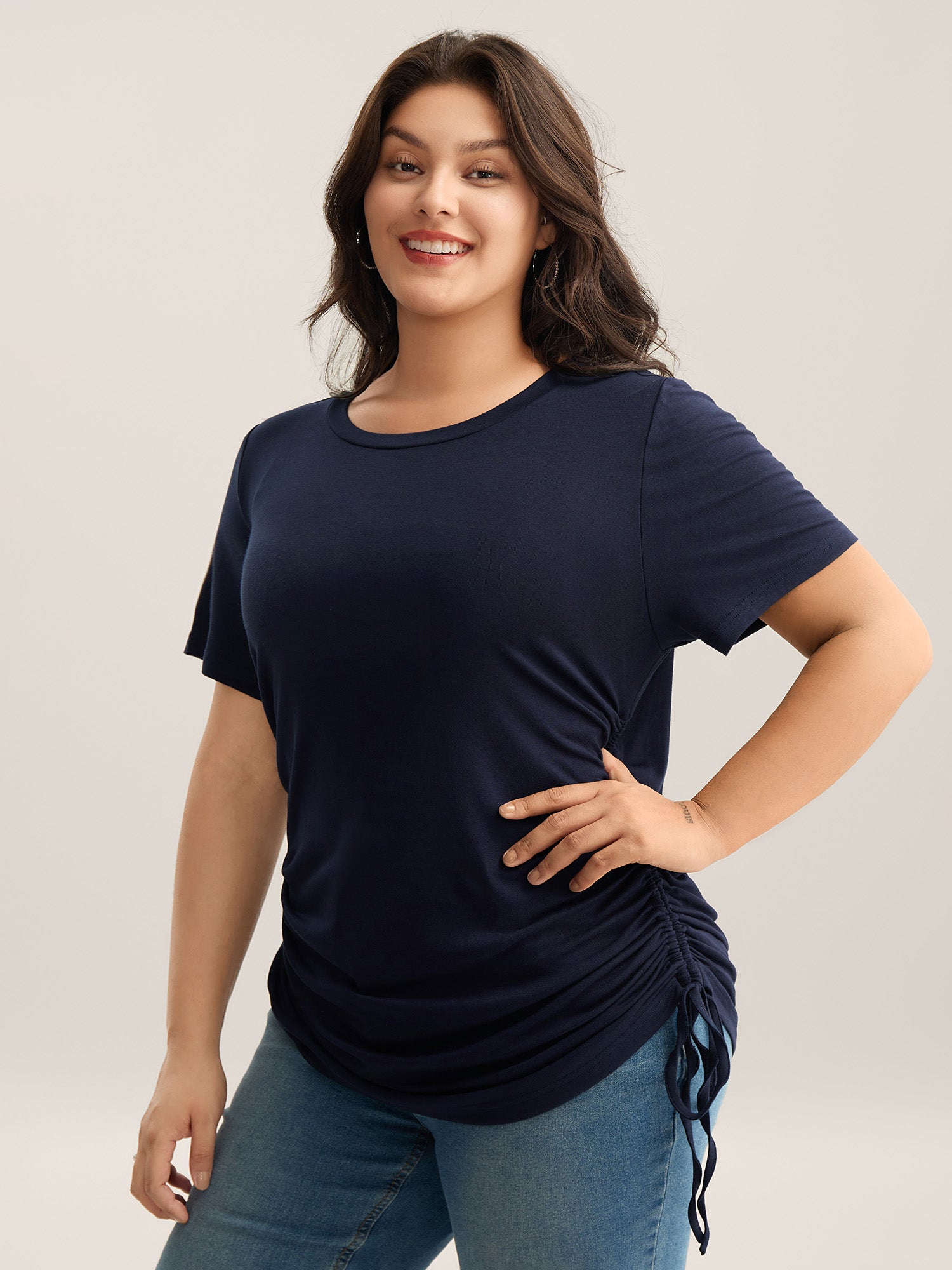 Supersoft Side Drawstrings Fitted T-Shirt