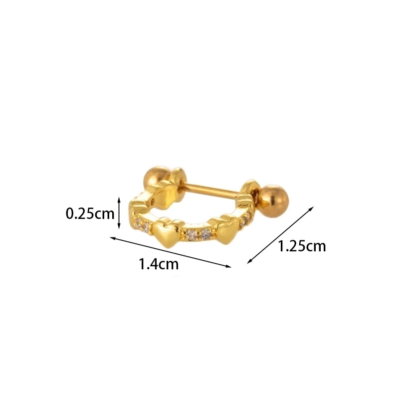 Ear Cartilage Rings & Studs Fashion Crown Copper Plating Artificial Gemstones