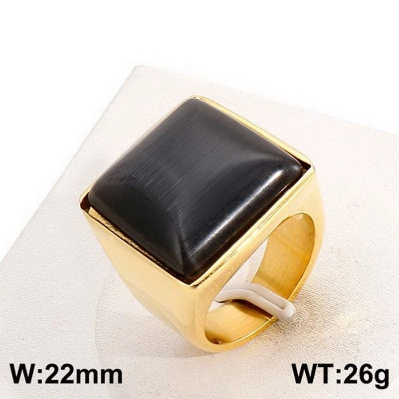 Vintage Style Geometric Square Stainless Steel 18K Gold Plated Plating Rings