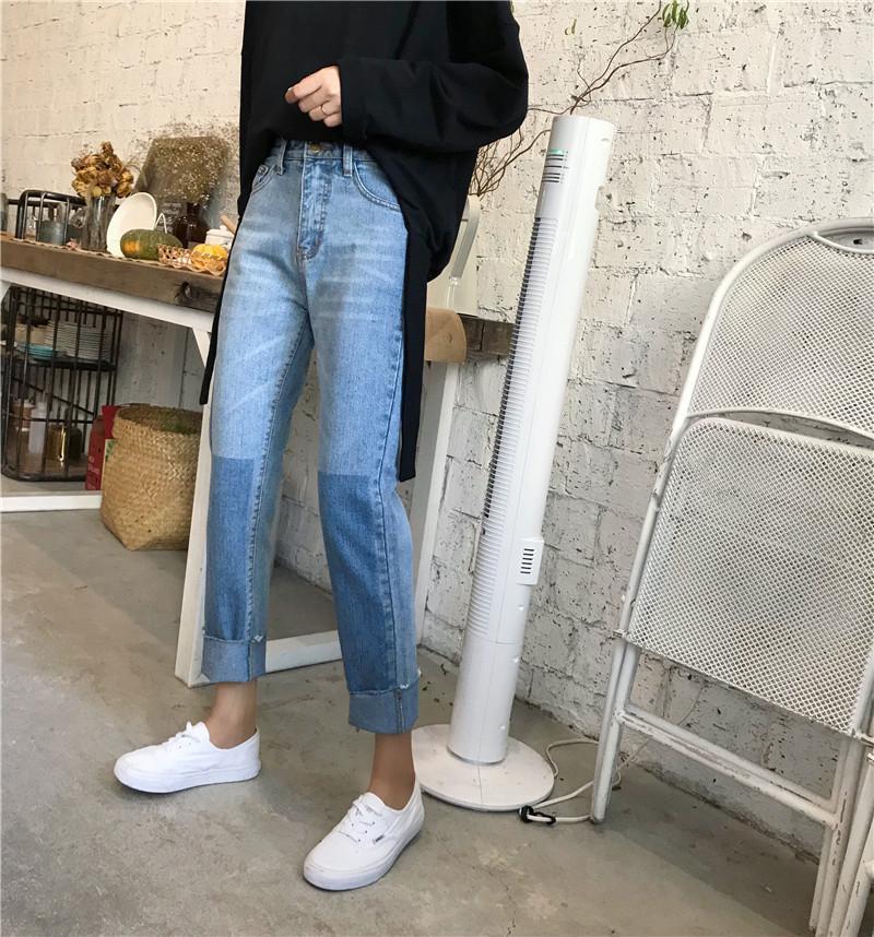 Two Tone Slim Straight Jeans
