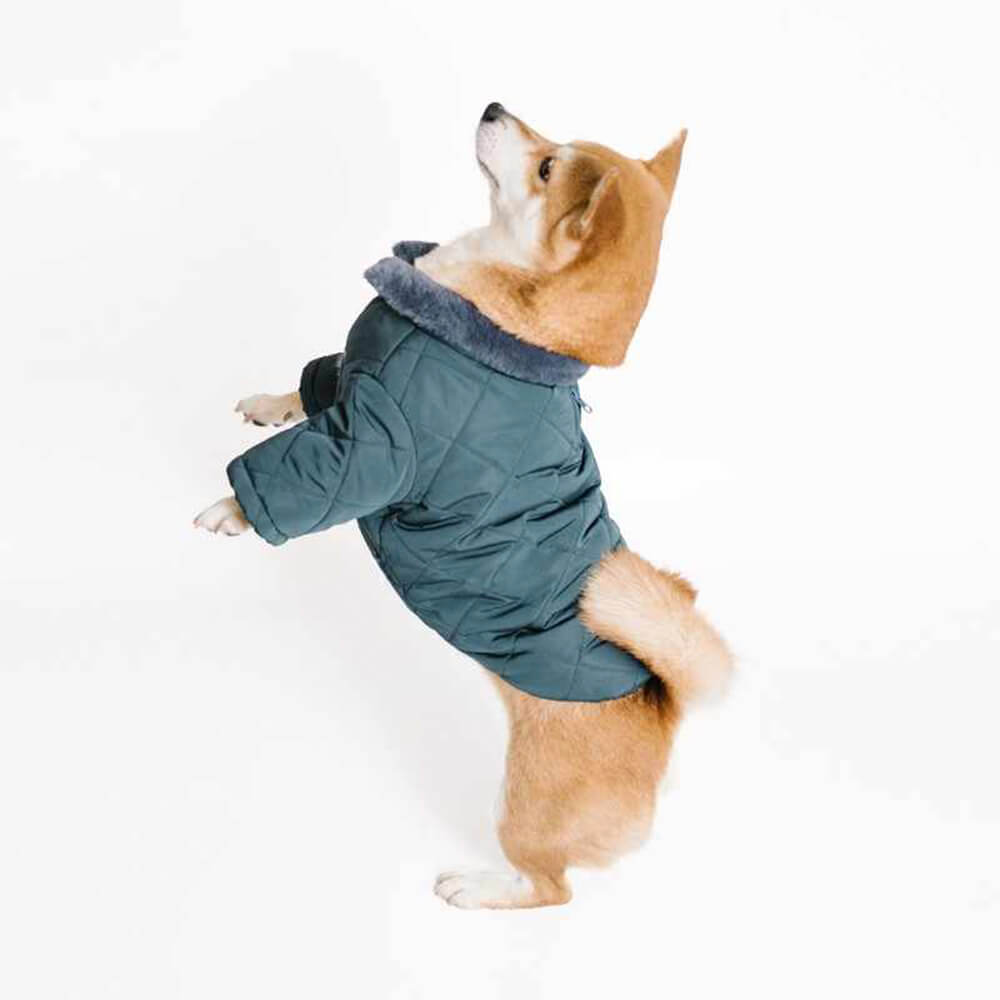 Cozy Warm Faux Fur Turtleneck Snap Fasteners Dog Coat